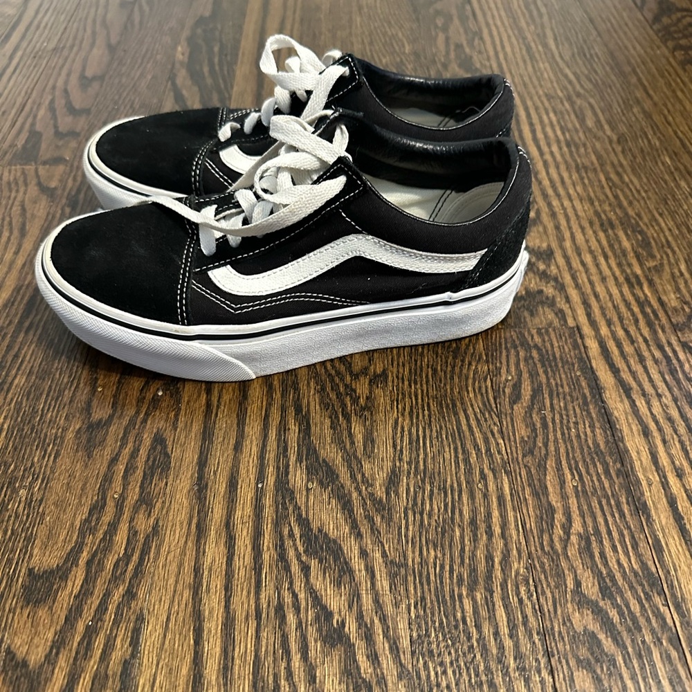 Vans black and white platform sneakers